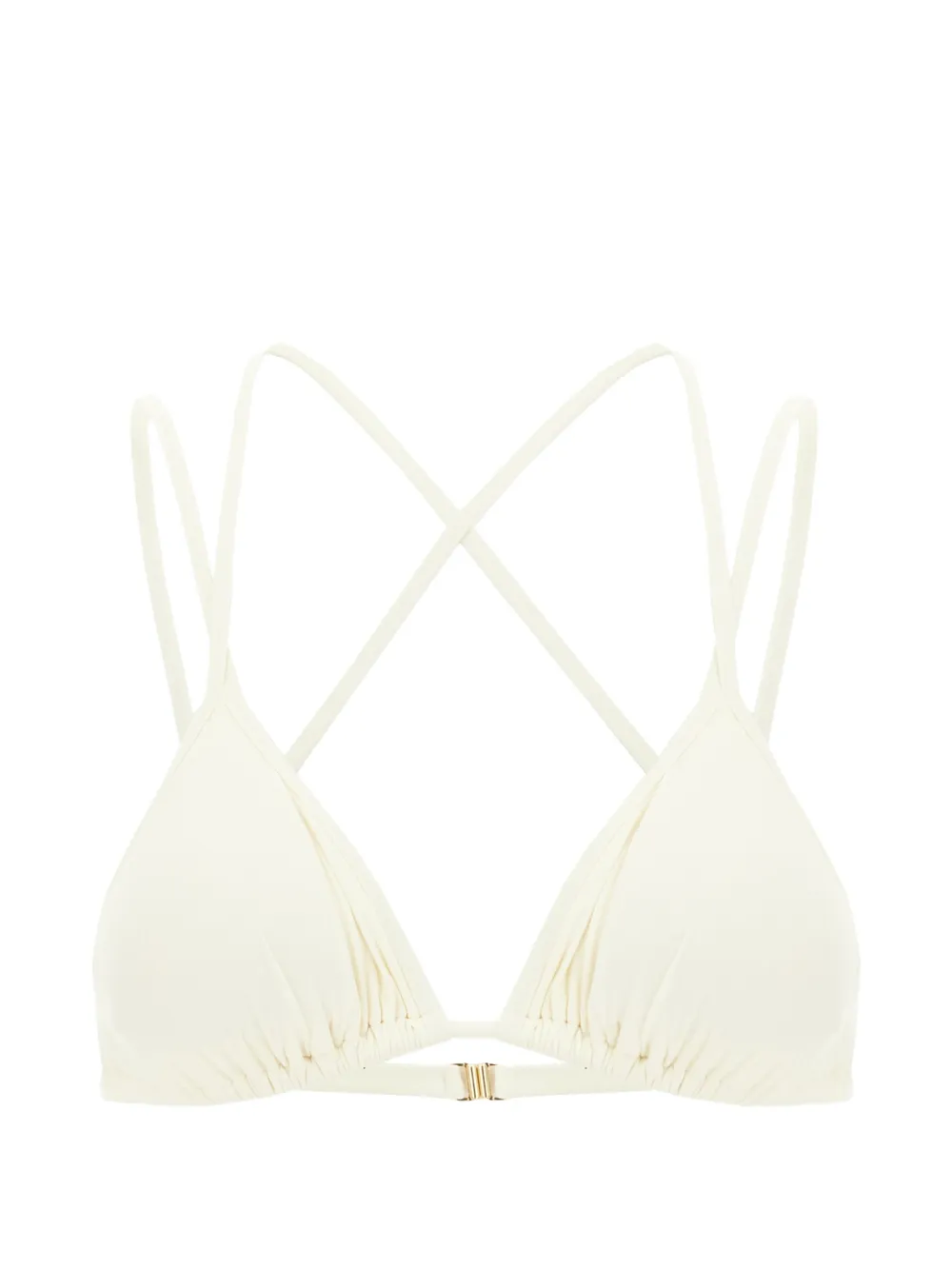 Maison Anami crossover-strap ruched bikini top - Toni neutri