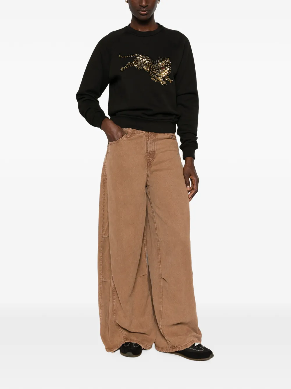 Kenzo Sweater verfraaid met pailletten en tijger-patroon Zwart