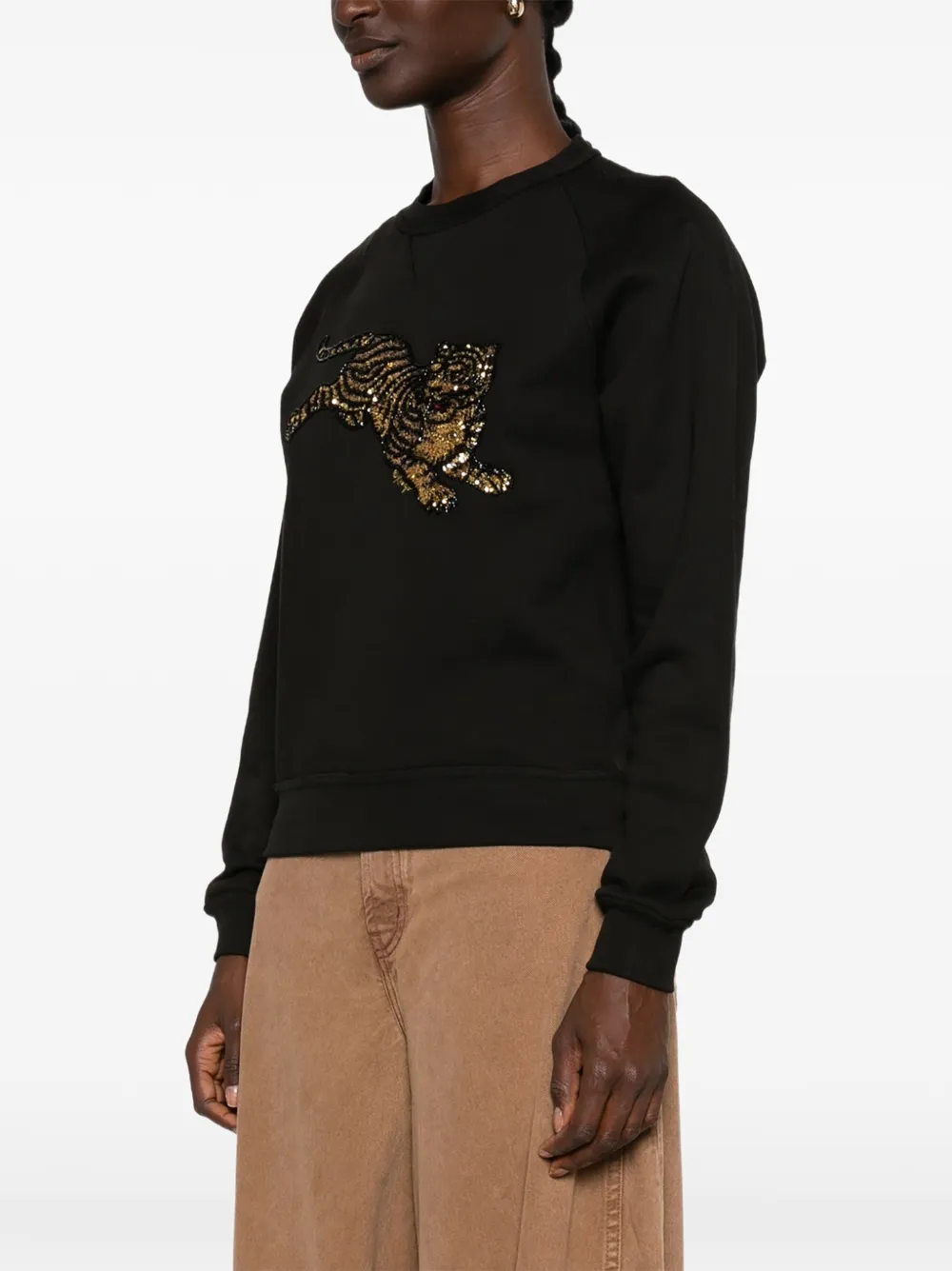 Kenzo Sweater verfraaid met pailletten en tijger-patroon Zwart