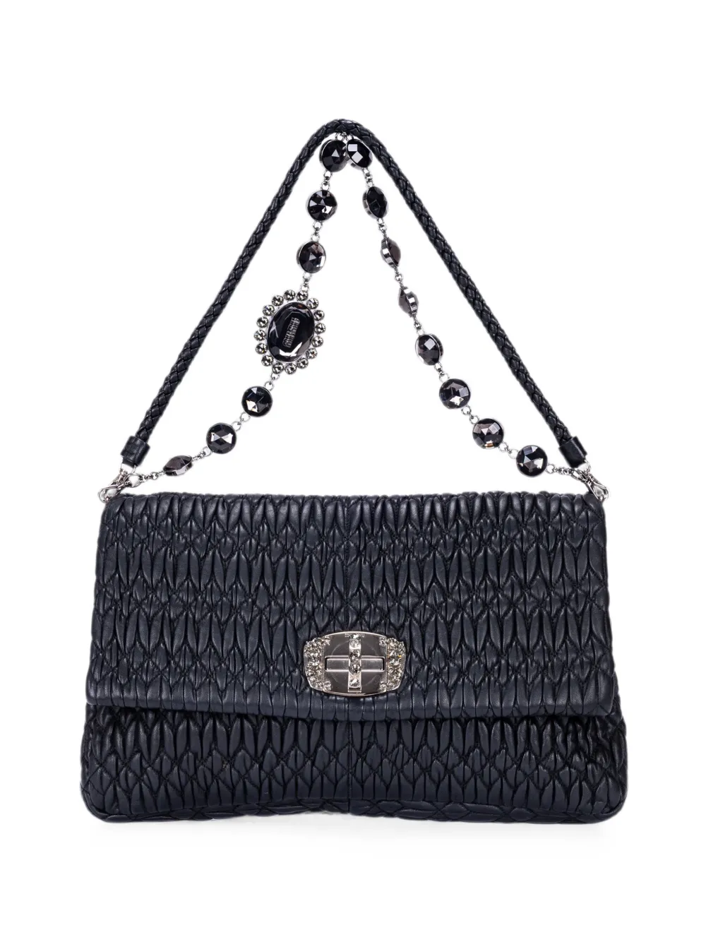 Miu Miu Pre-Owned Iconic Crystal Cloqué matelassé crystal-embellished tote bag - Nero