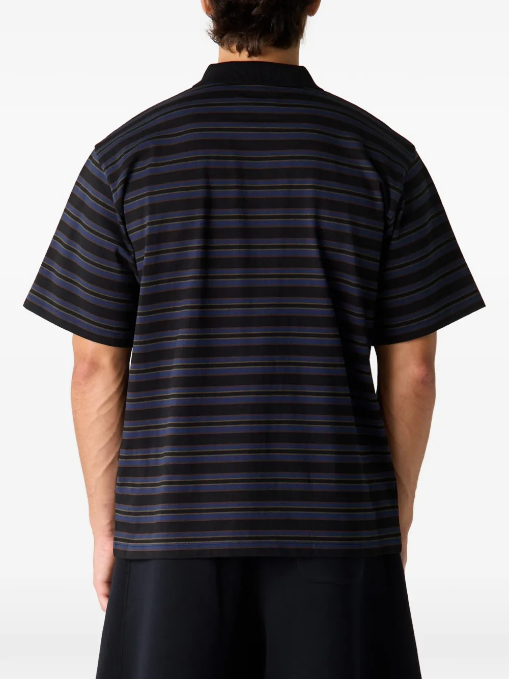 sacai Gestreept poloshirt met rits Zwart