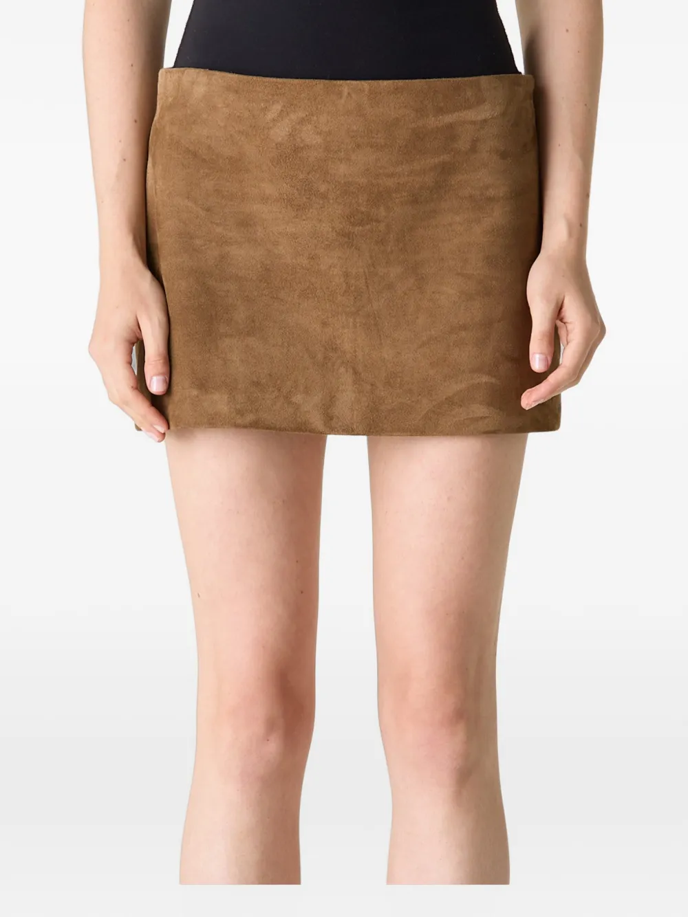 KHAITE Jett suede mini skirt - Marrone