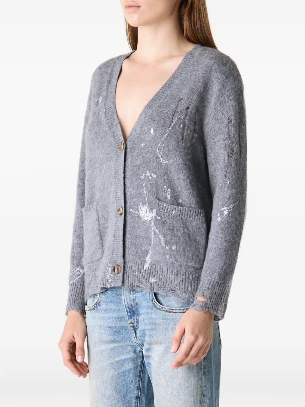 R13 Boy gerafeld vest met verfspatten Grijs