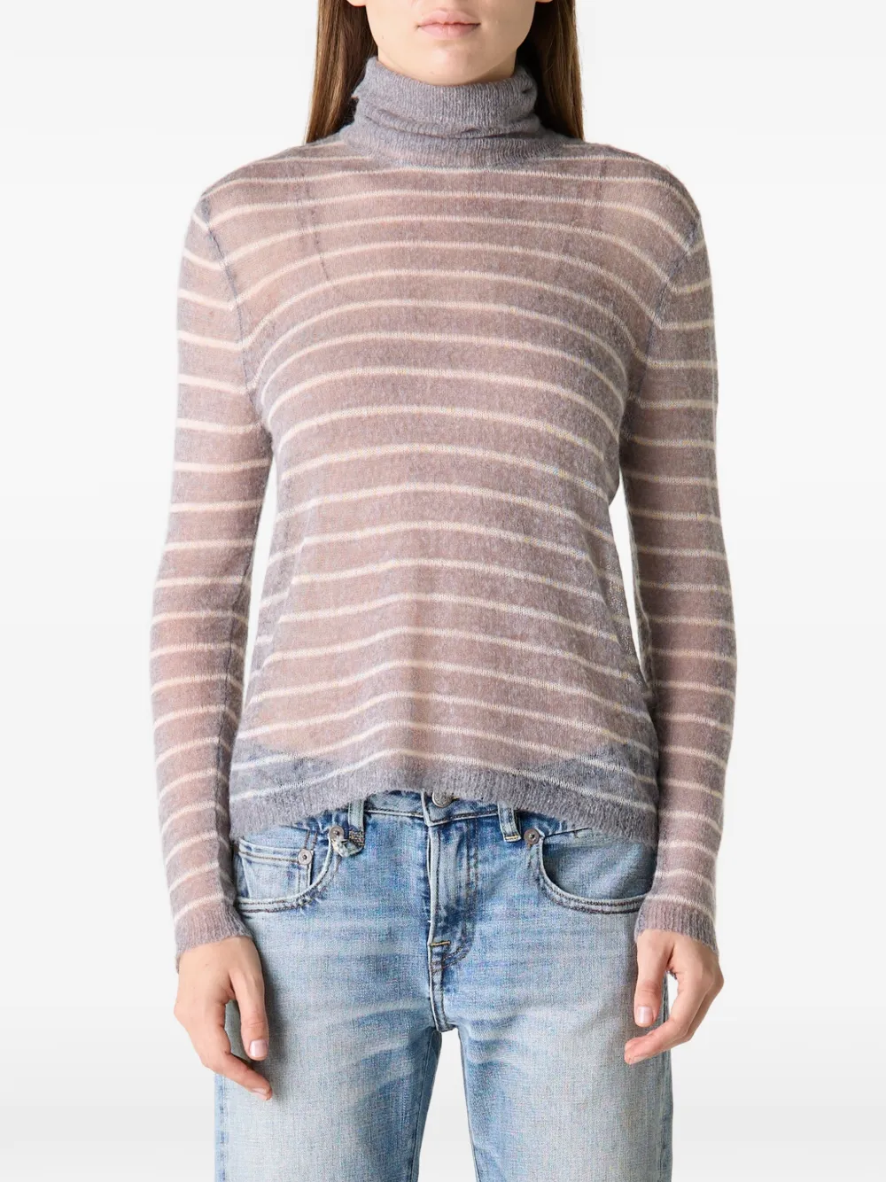 R13 striped turtleneck top - Grigio
