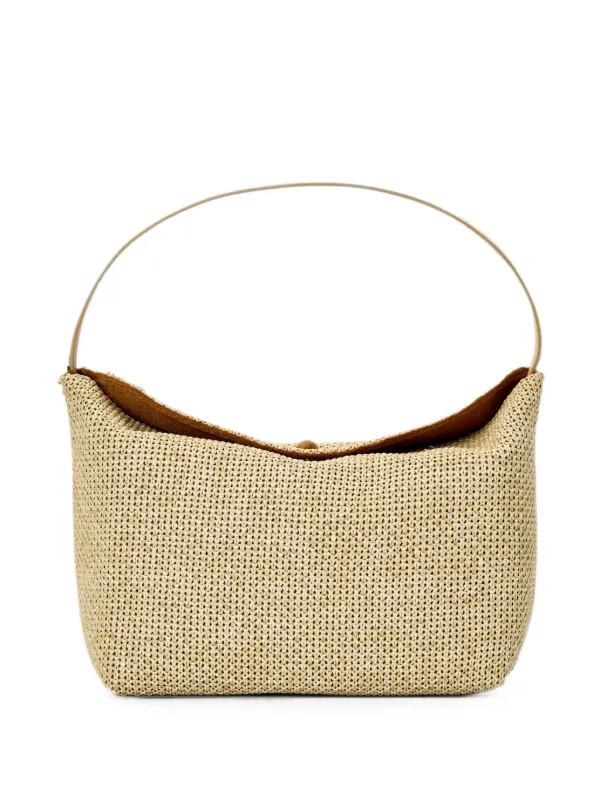Christopher Esber Turnlock Raffia Shoulder Bag in Neutrals
