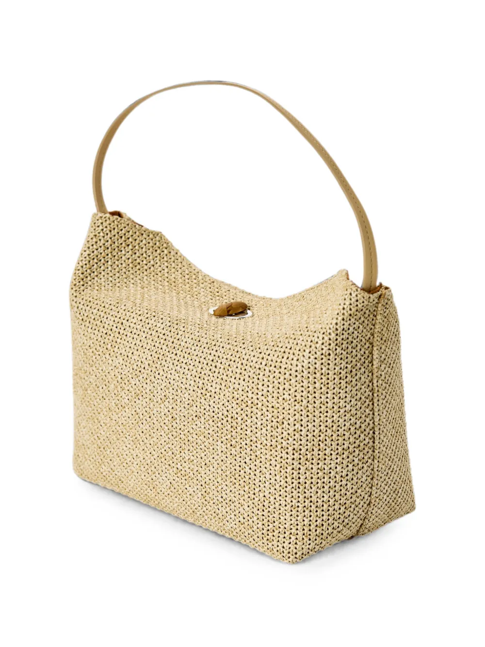 Christopher Esber Turnlock Raffia Shoulder Bag In Neutral