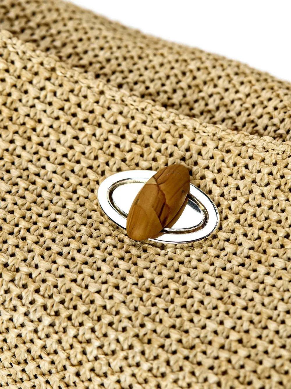 Christopher Esber Turnlock Raffia Shoulder Bag In Neutral