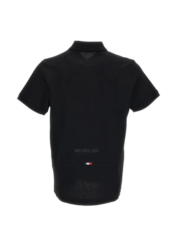 Moncler logo-patch Piqué Polo Shirt | Black | FARFETCH