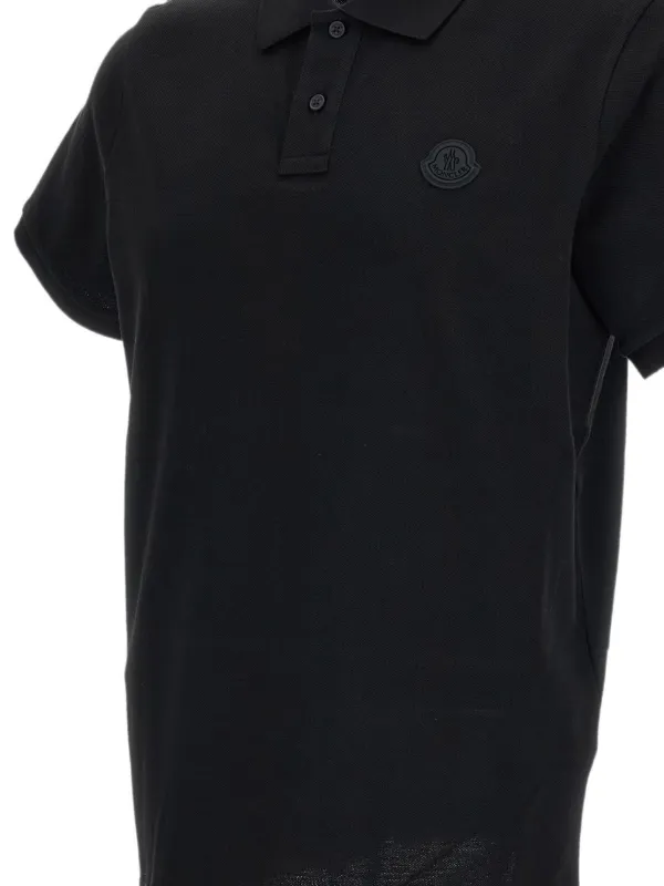 Moncler logo-patch Piqué Polo Shirt | Black | FARFETCH