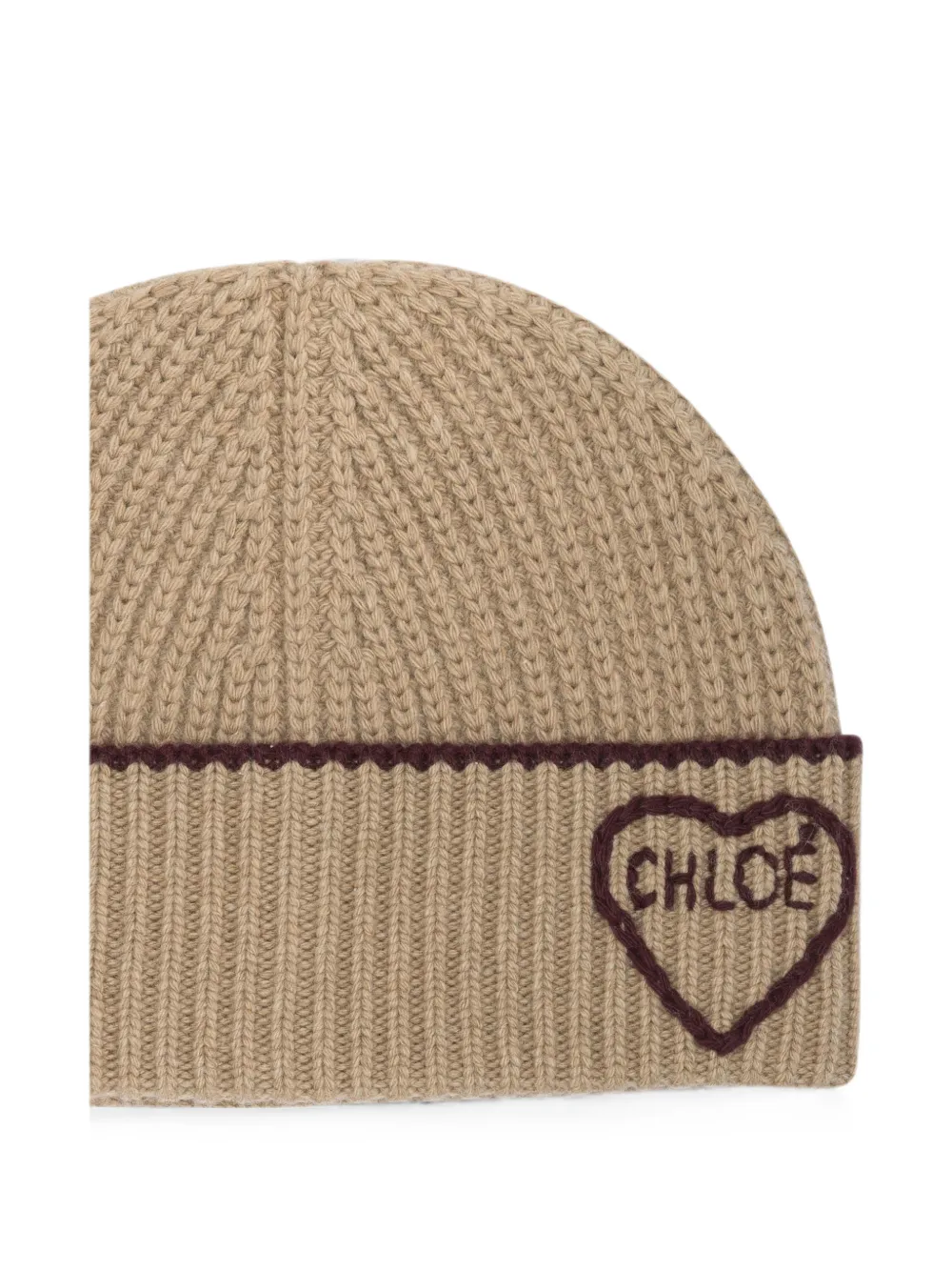 Chloé Geribbelde muts met geborduurd logo Beige