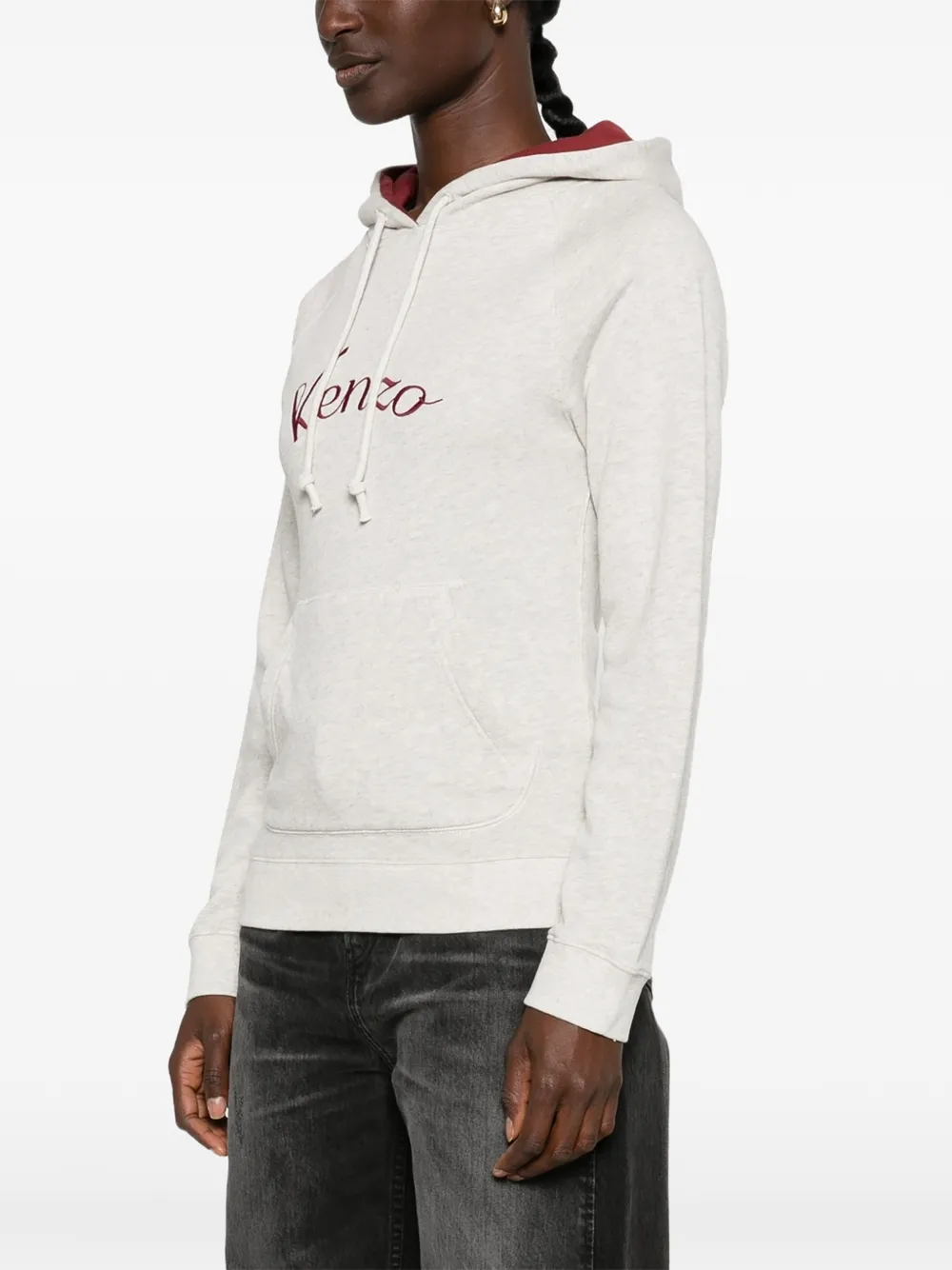 Kenzo Hoodie met geborduurd logo en capuchon met rits Grijs