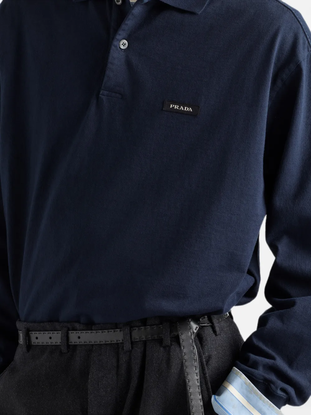 Prada Katoenen poloshirt met lange mouwen Blauw
