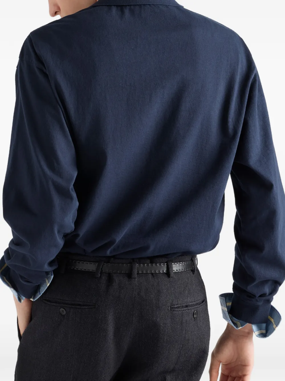 Prada Katoenen poloshirt met lange mouwen Blauw