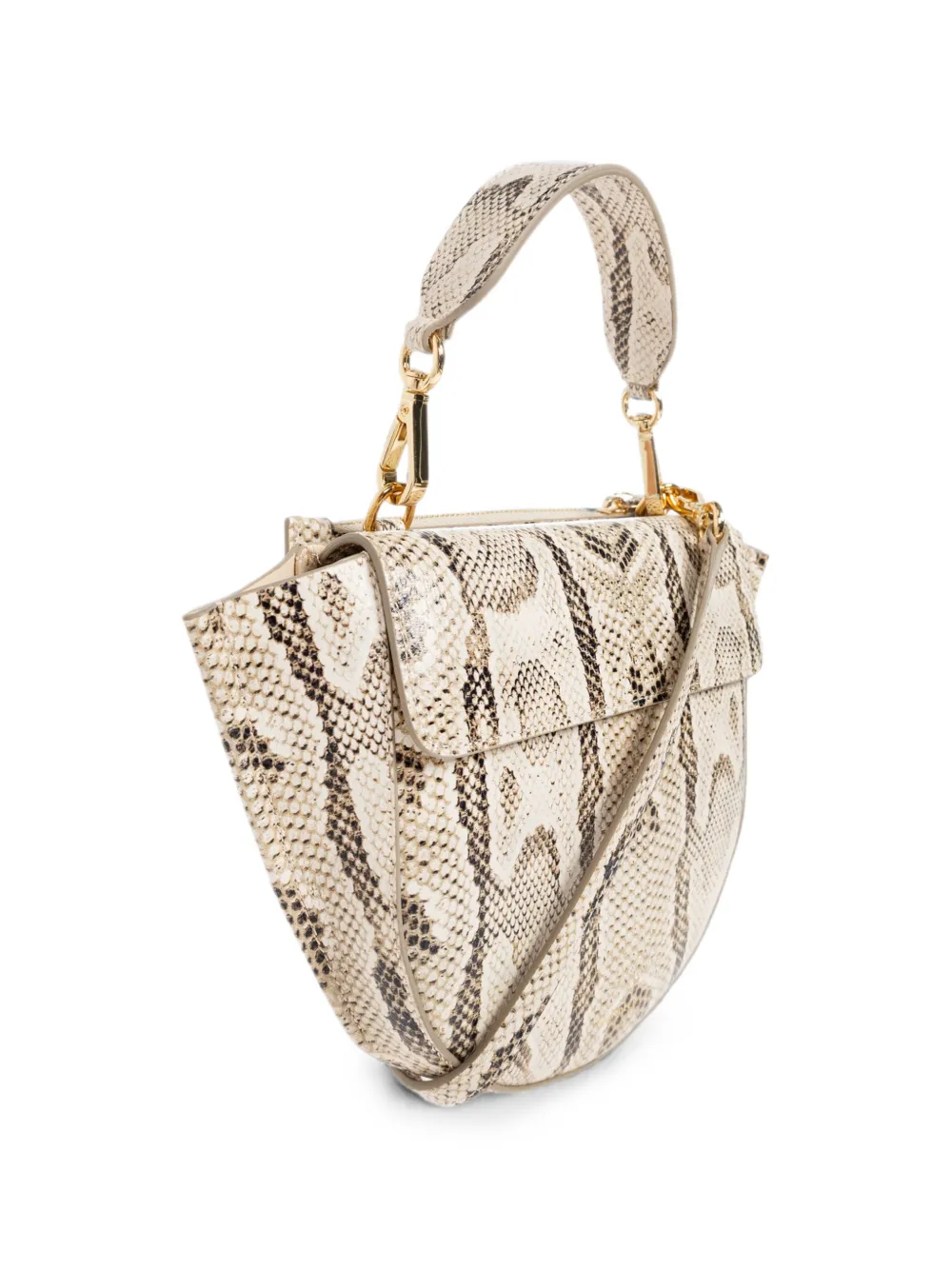 Wandler Hortensia mini-shopper met slangen-effect Beige