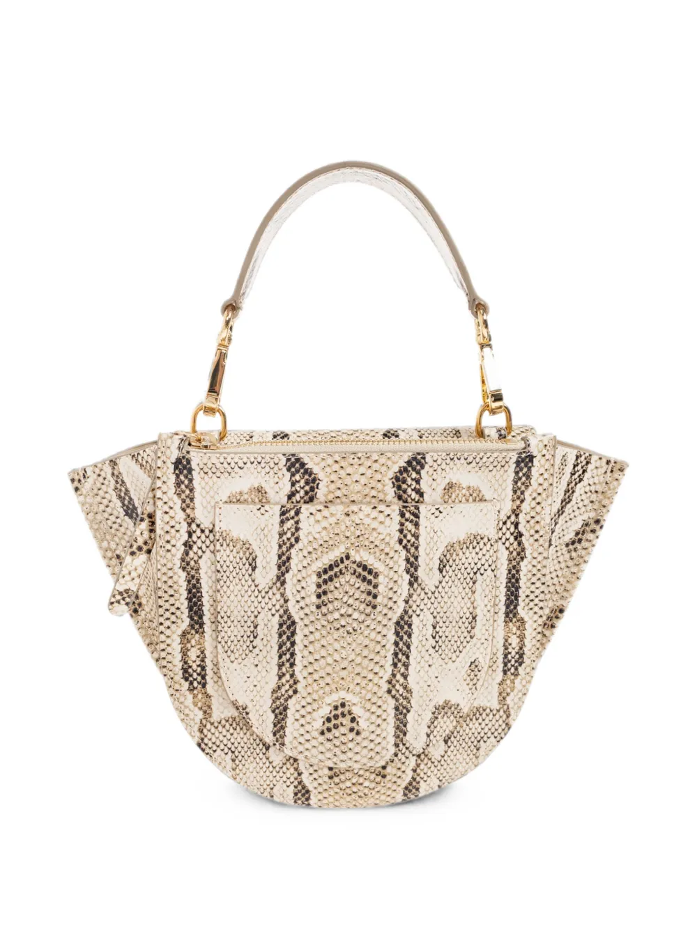 Wandler Hortensia mini-shopper met slangen-effect Beige