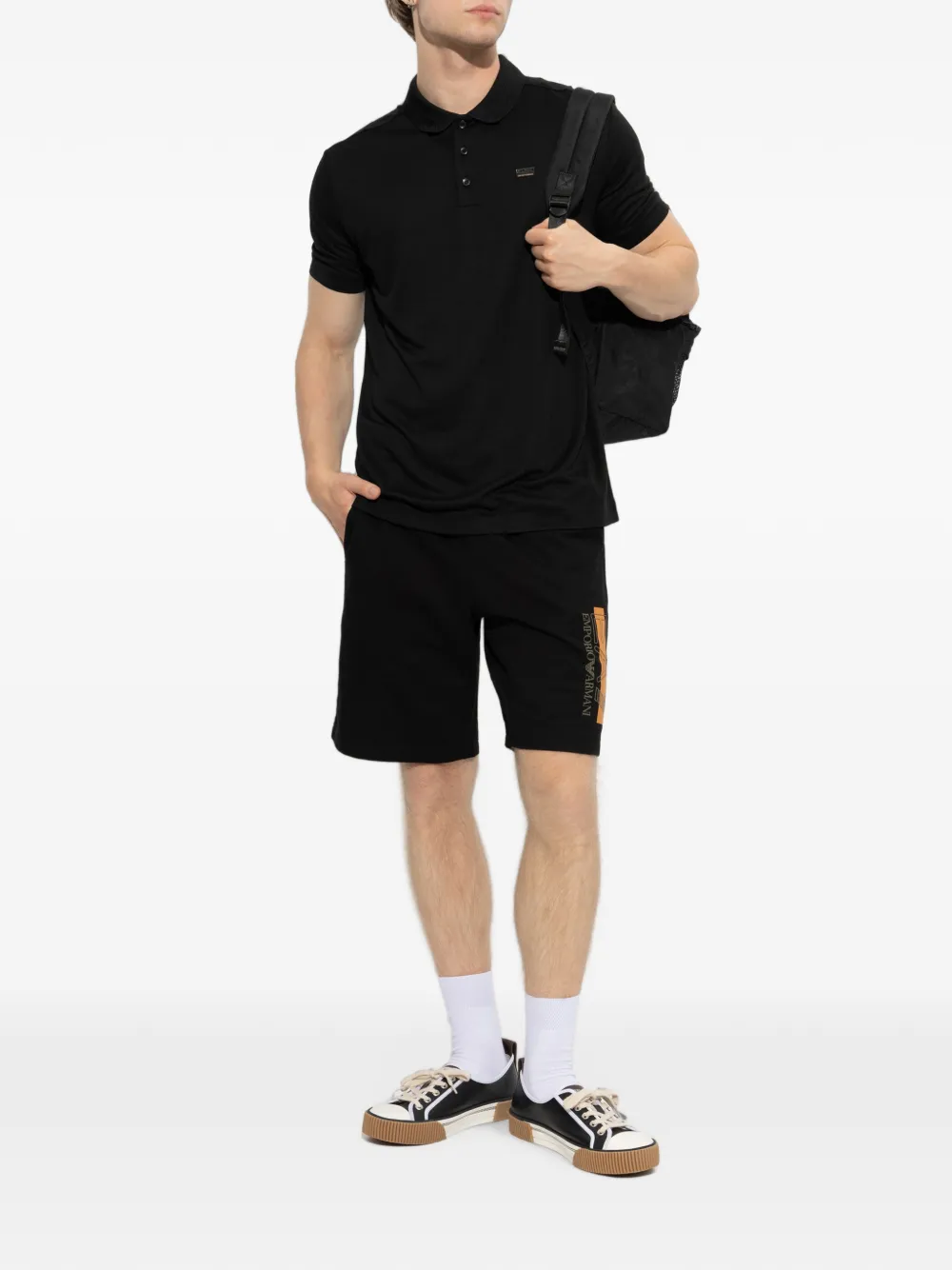 Ea7 Emporio Armani Poloshirt met logoplakkaat Zwart