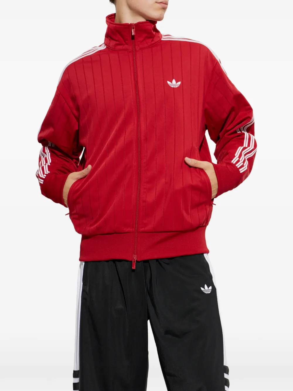 adidas logo-embroidered zip-up sweater Rood