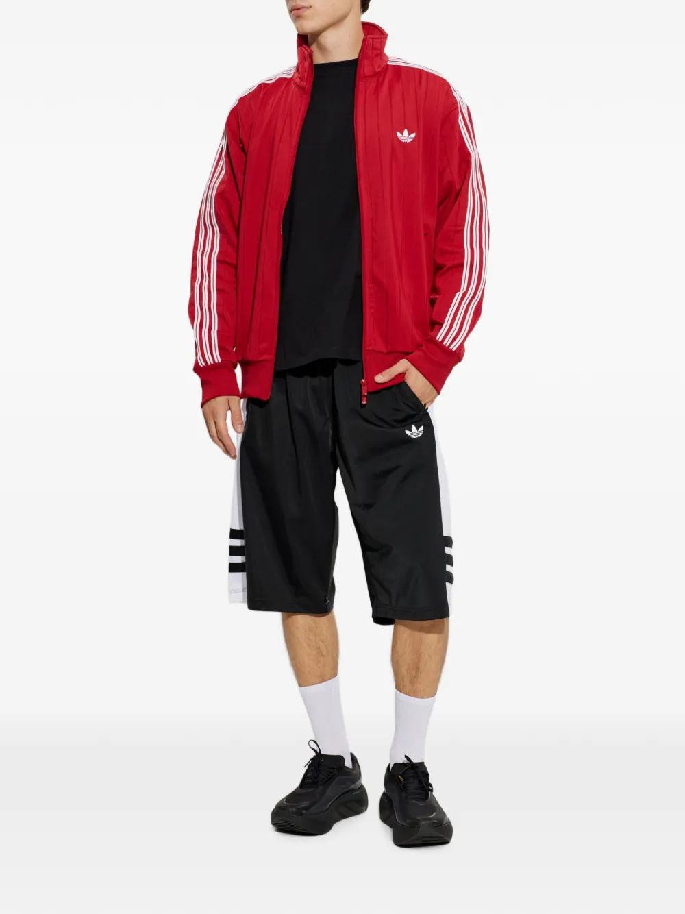 adidas logo-embroidered zip-up sweater Rood