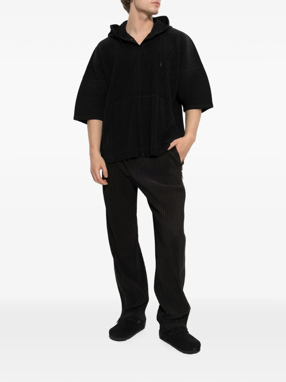 Homme Plissé Issey Miyake Hoodie met korte mouwen Zwart