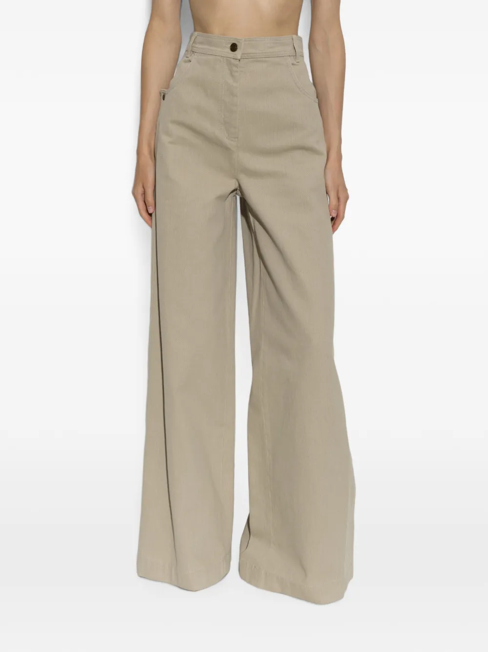 Max Mara Alamaro jeans met wijde pijpen Beige