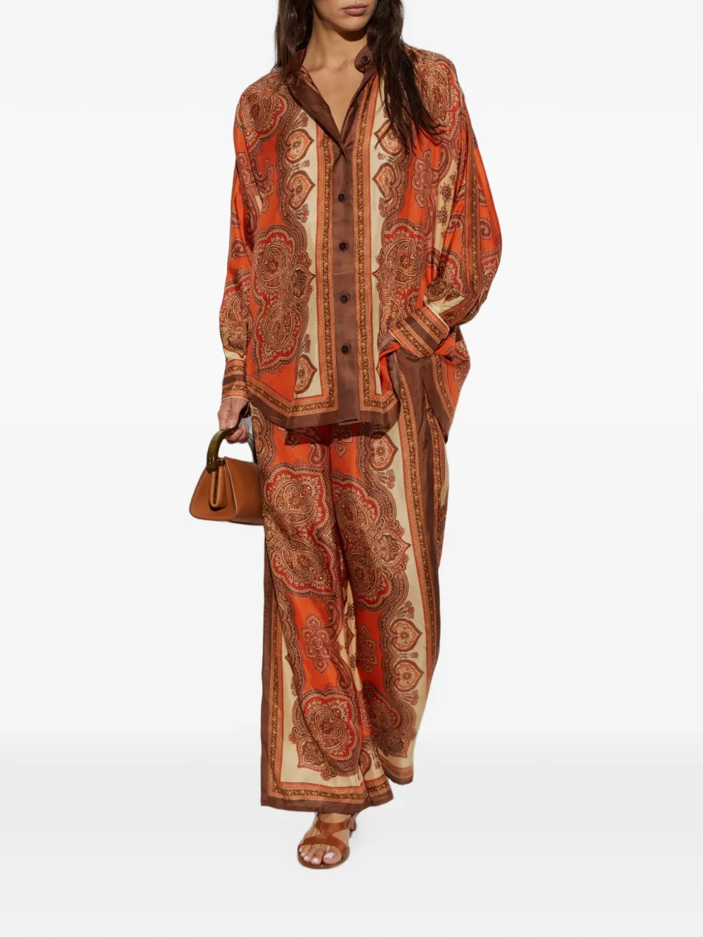 ZIMMERMANN Broek met paisley-print Oranje
