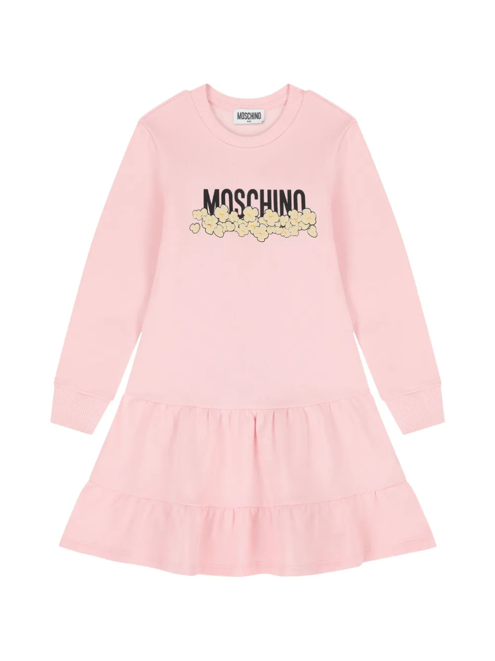 Moschino Kids popcorn-print tiered dress - Rosa