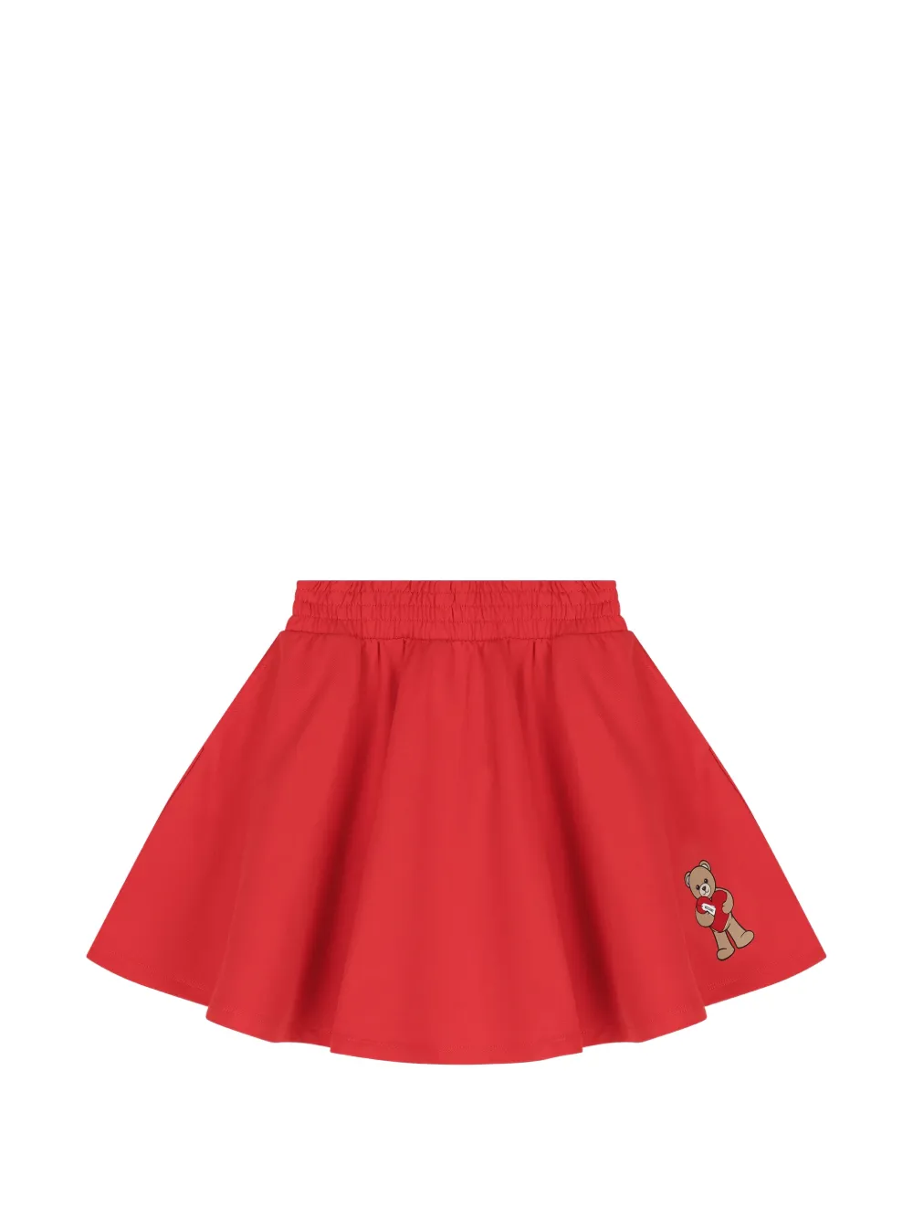 Moschino Kids Teddy Bear-patch flared skirt - Rosso