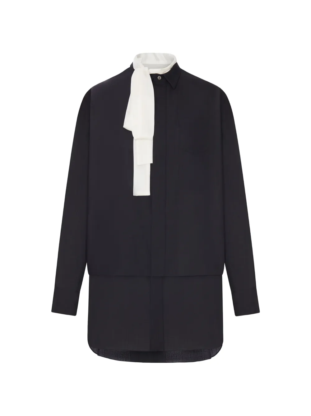 sacai mini layered pussy-bow dress - Schwarz