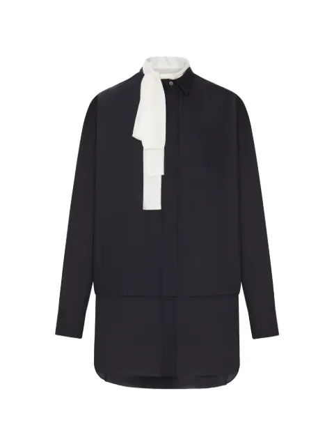 sacai vestido corto a capas con lazo en el cuello