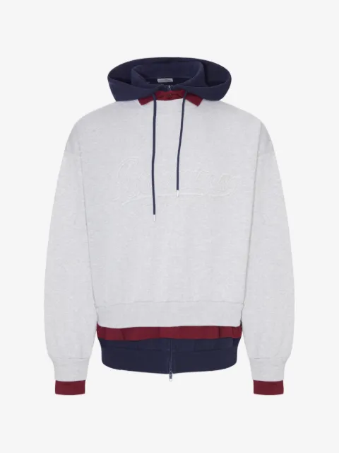 Balenciaga layered frayed-lettering hoodie