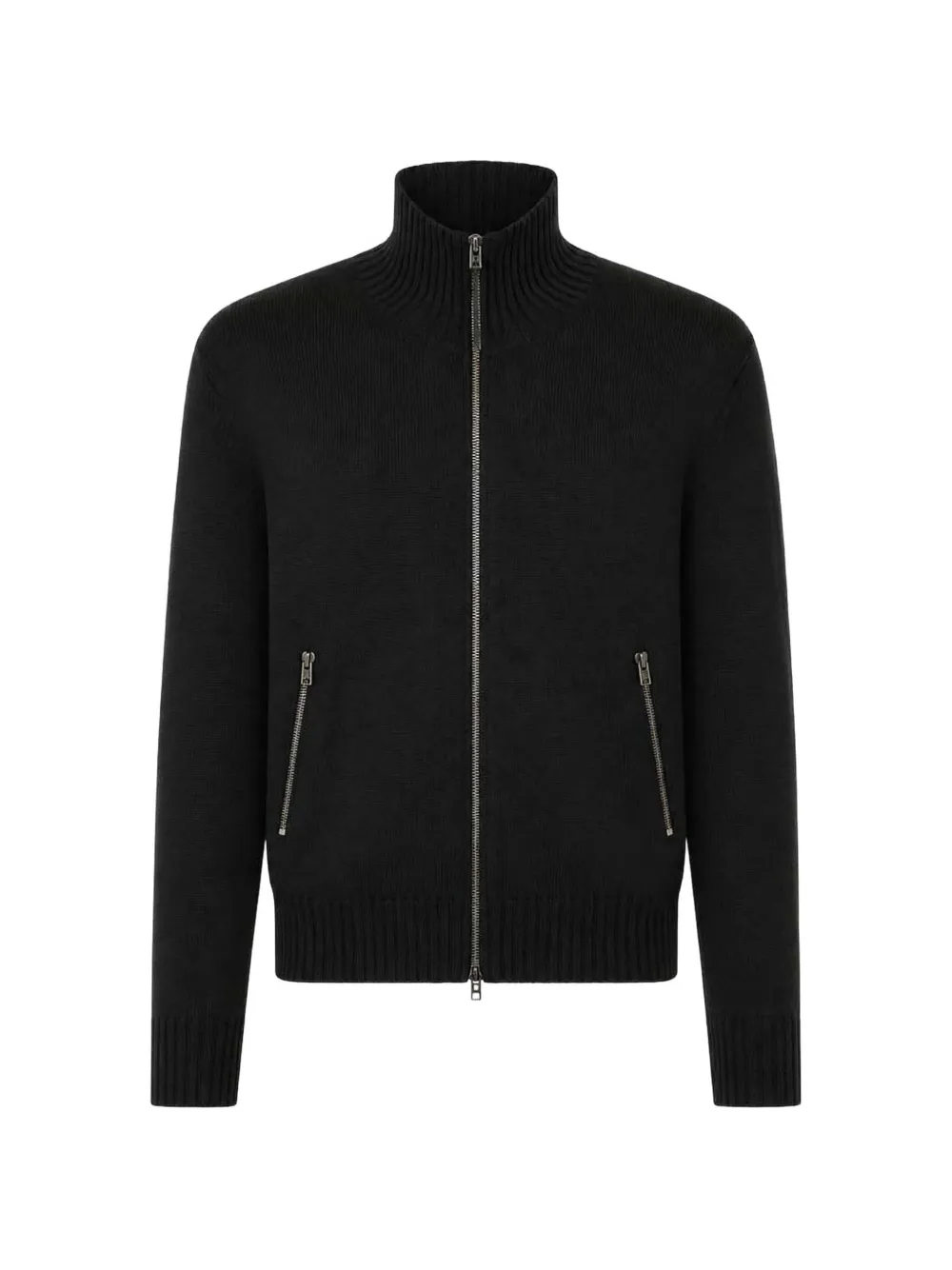 TOM FORD zip-up leather-patch cardigan - Nero