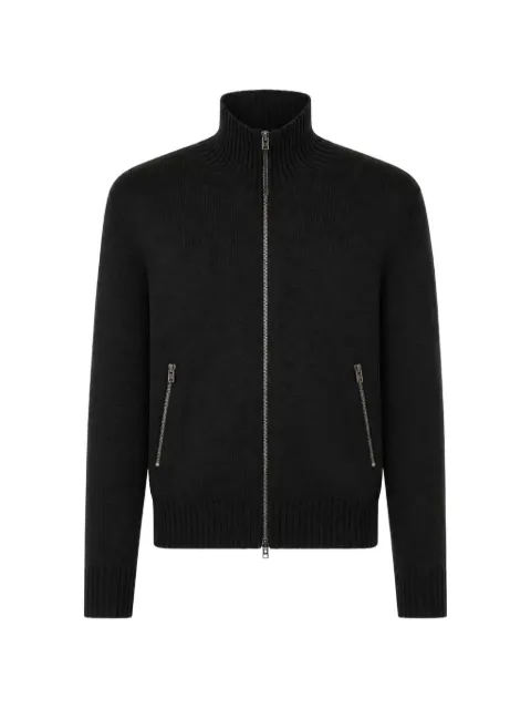 TOM FORD zip-up leather-patch cardigan