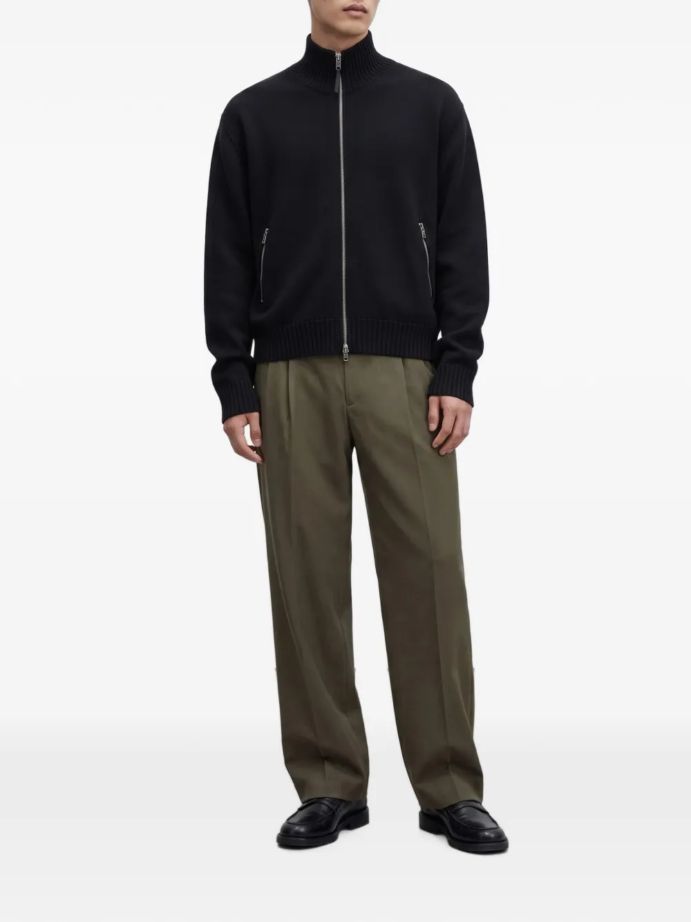 TOM FORD Vest met leren patch en rits Zwart