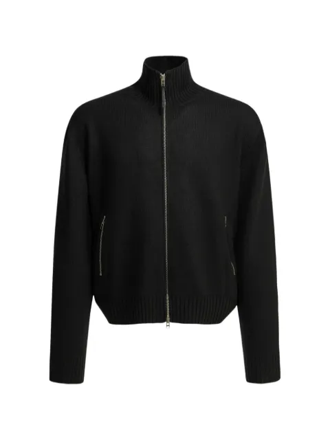 TOM FORD leather-patch zip-up cardigan