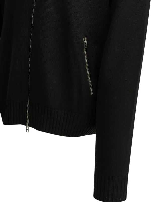 TOM FORD leather-patch zip-up Cardigan | Black | FARFETCH