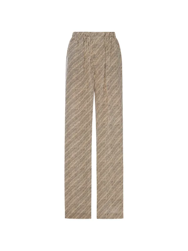 Balenciaga All-over Logo-print Silk Trousers in Neutrals