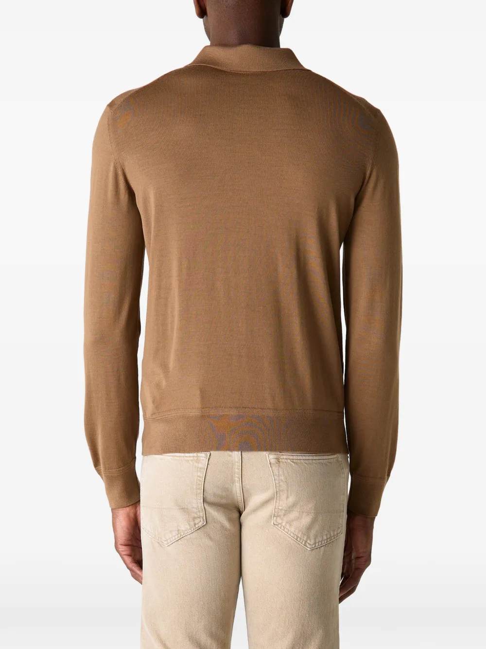 TOM FORD fine-gauge long-sleeve polo shirt Bruin