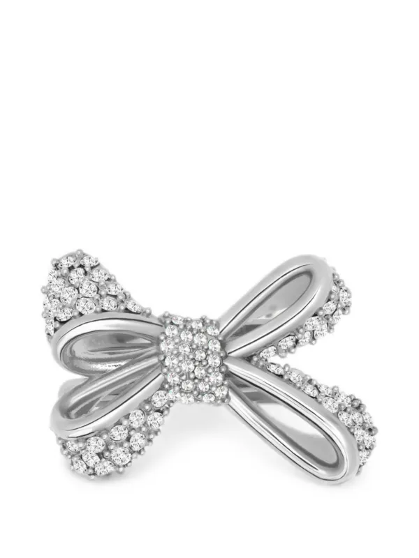 Oscar de la Renta Bow Crystal-embellished Ring in Silver