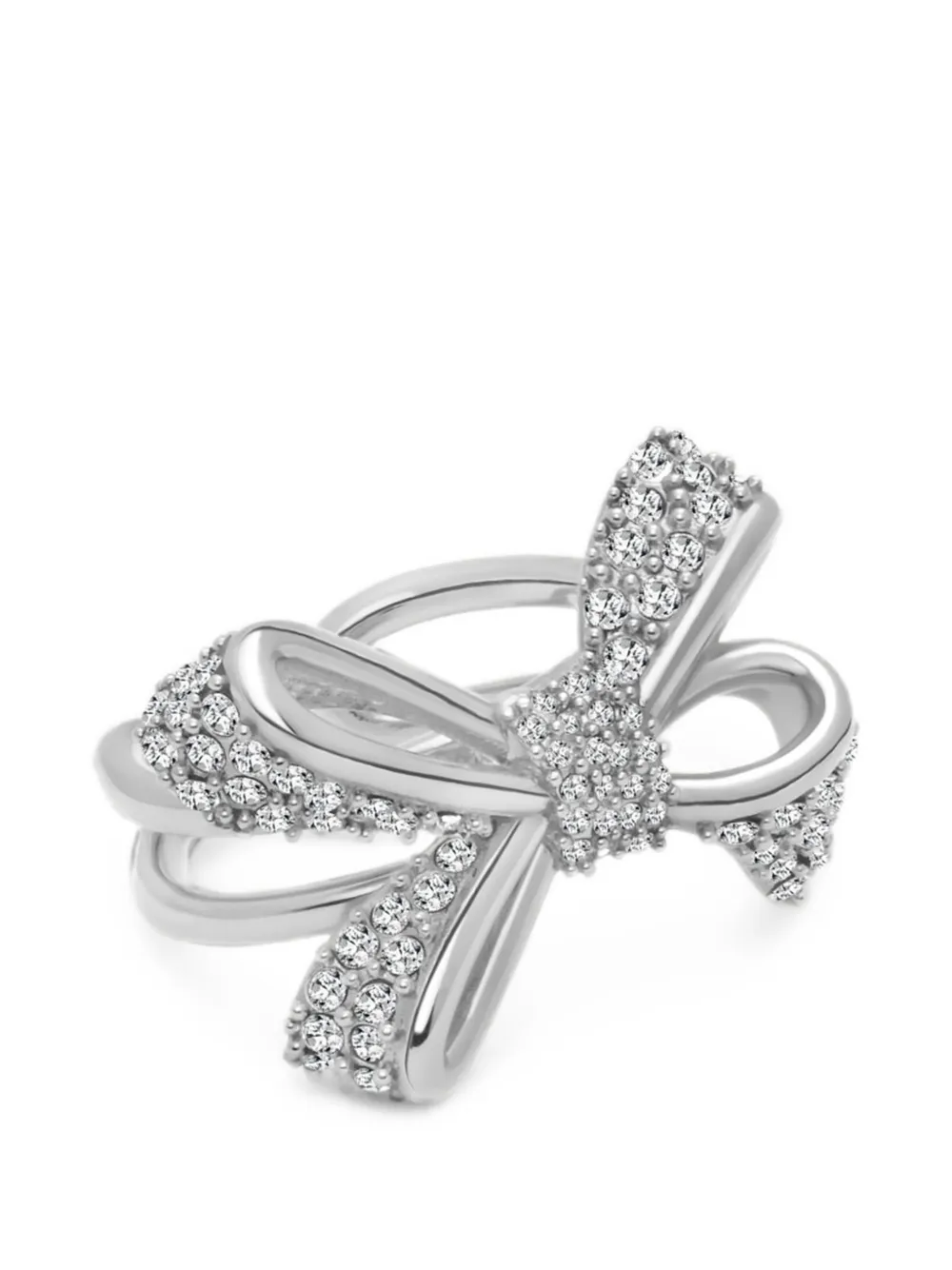Oscar de la Renta Bow Crystal-embellished Ring in Silver, view 3