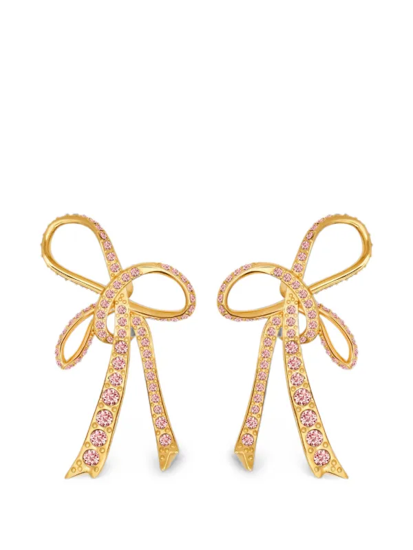 Oscar de la Renta Bow Crystal-embellished Earrings in Gold