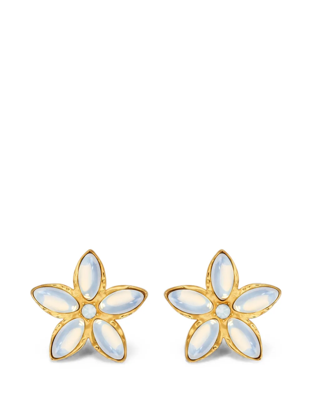 Oscar de la Renta Cabochon-Ohrringe mit Blumenmotiv - Gold
