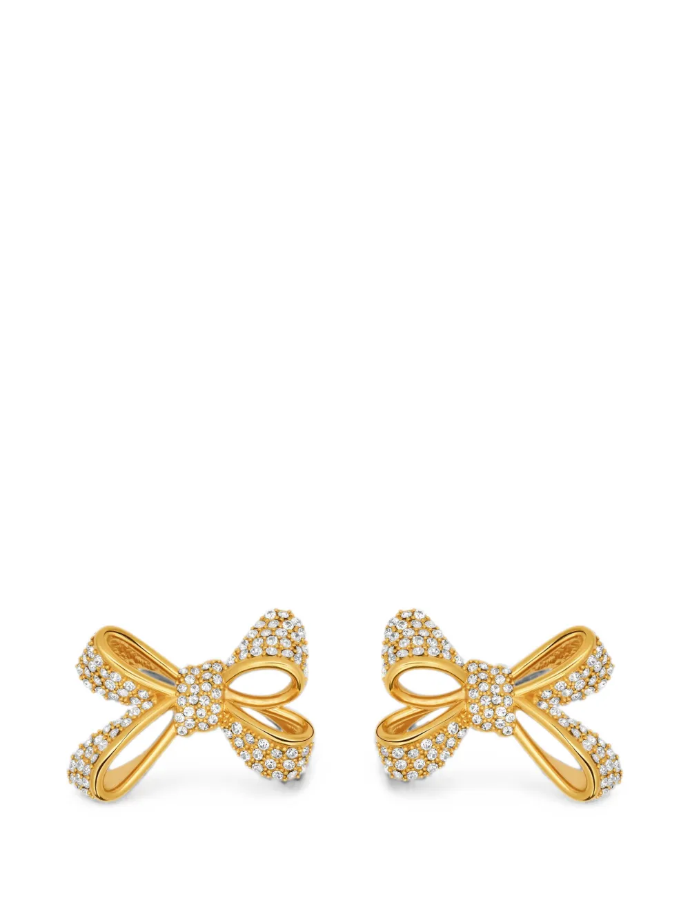 Oscar de la Renta Bow crystal-embellished earrings - Gold