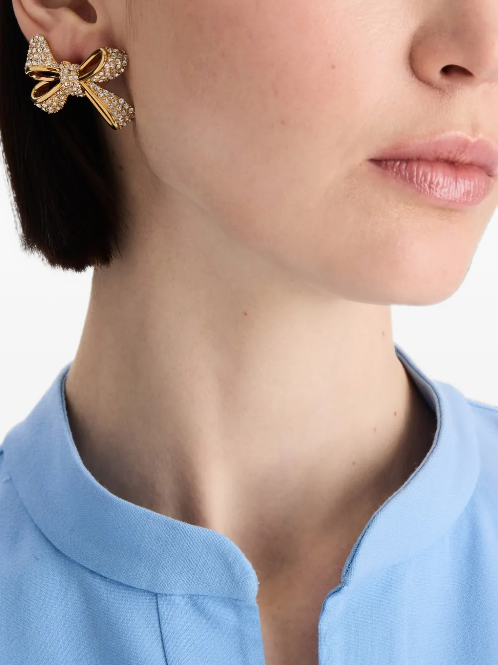 Oscar de la Renta Bow crystal-embellished earrings - Oro