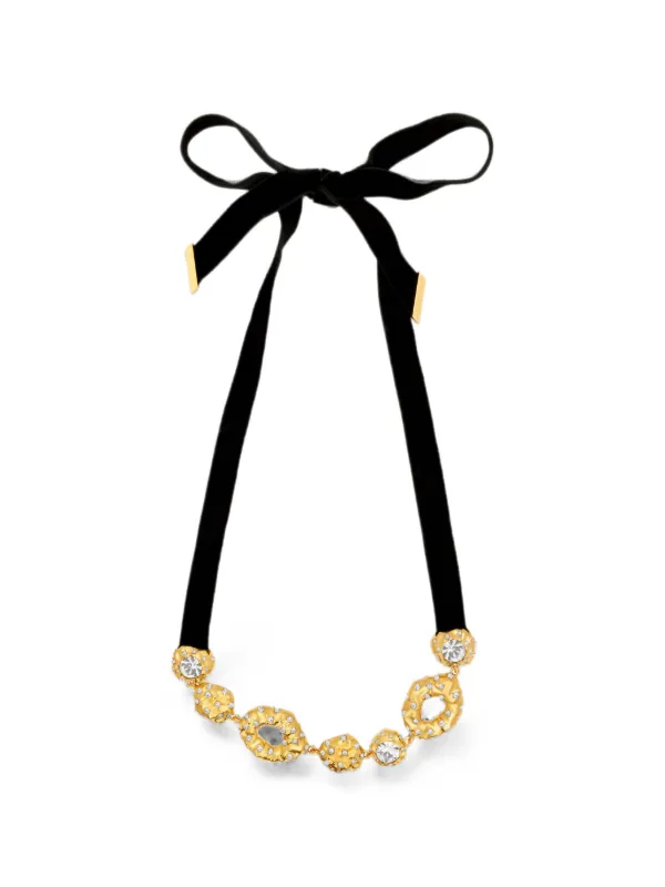 Oscar de la Renta Hammered Crystal-embellished Necklace in Gold