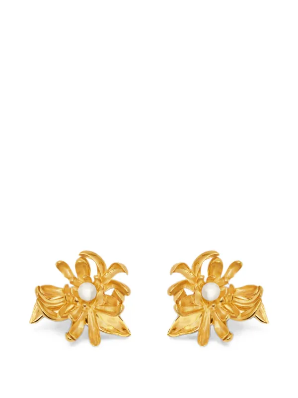 Oscar de la Renta Chrysanthemum Earrings in Gold