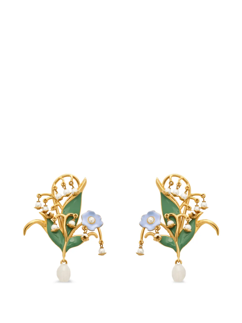 Oscar de la Renta Lily of the Valley Ohrclips - Gold