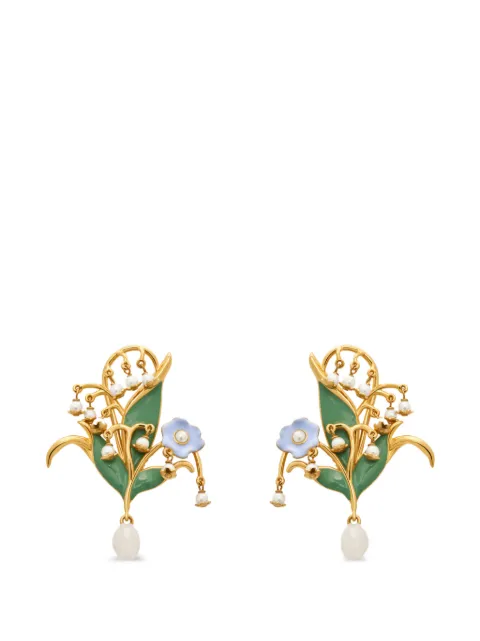 Oscar de la Renta Lily of the Valley clip-on earrings