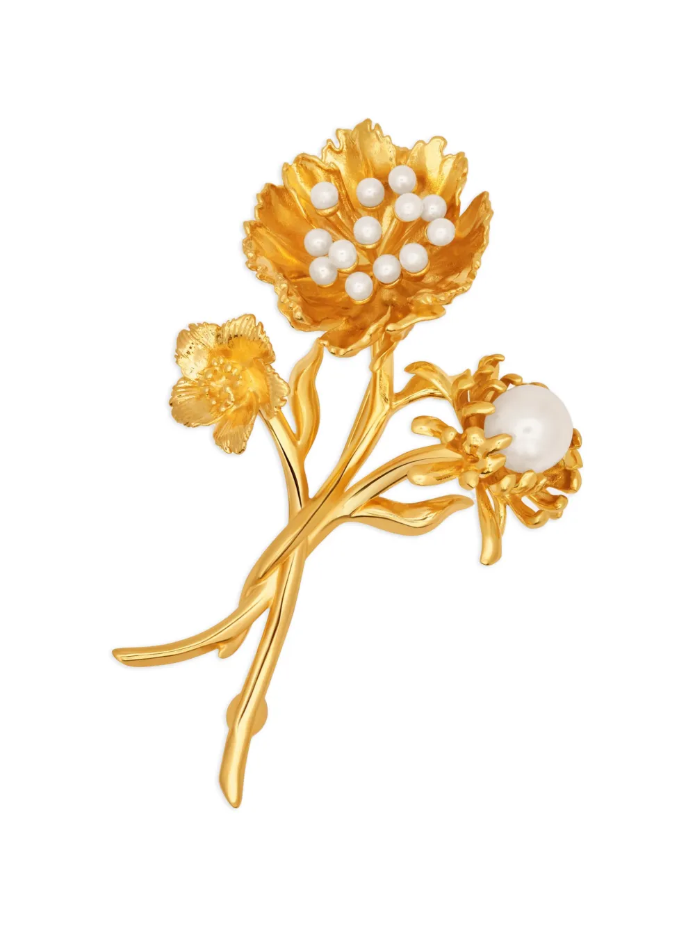 Oscar de la Renta Bouquet Brosche mit Perlen - Gold