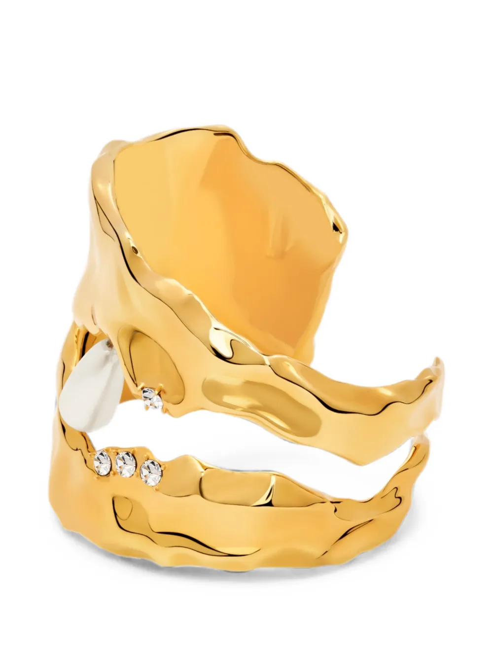 Oscar de la Renta Hammered Cuff Bracelet in Gold, view 3