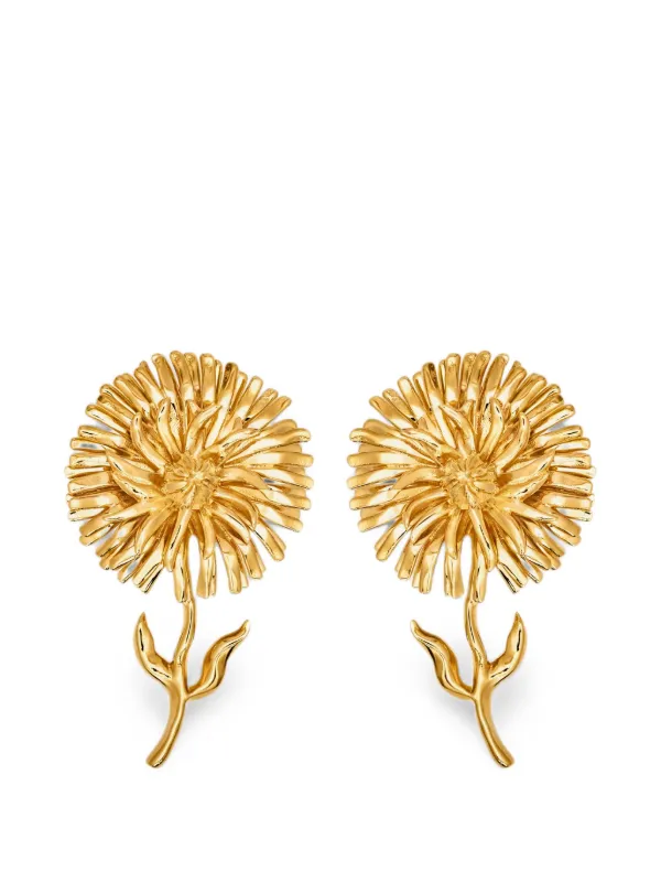 Oscar de la Renta Daisy Clip-on Earrings in Gold